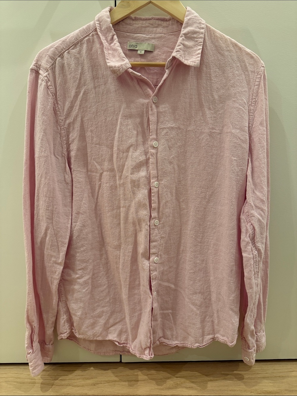 Onia Men's Pale Pink Long-Sleeve Button-Down Shirt